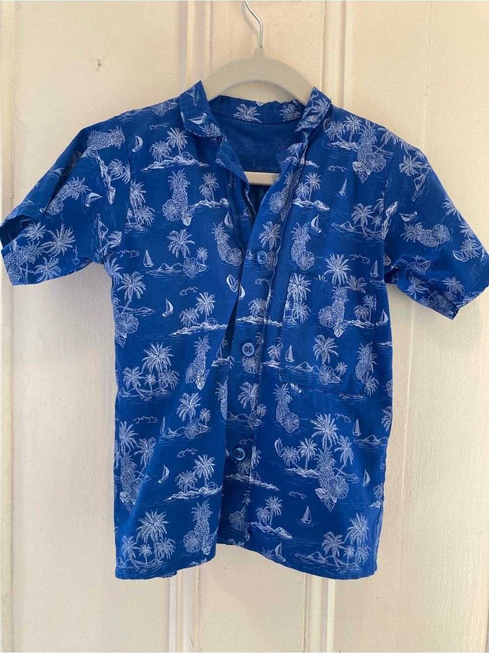 3 for $20 Blue Tropical Print Button-Up Shirt
